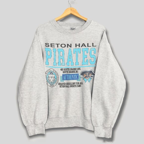 Vintage 90s Seton Hall Pirates Authentic Sweatshirt, Seton Hall University Shirt - Picture 1 of 2